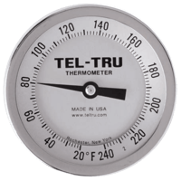 Tel-Tru Industrial Bimetal Thermometer, 3", 4" and 5" Bottom Connected